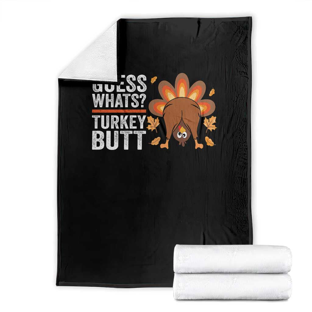 Funny Thanksgiving Throw Blanket Guess What Turkey Butt Retro - Wonder Print Shop