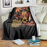 Thanksgiving Turkey Throw Blanket Retro Boho Floral Fall - Wonder Print Shop