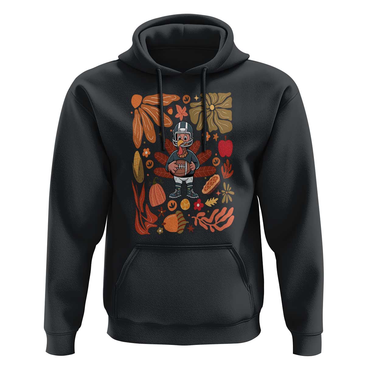 Thanksgiving Turkey And Touchdowns Football Hoodie Boho Floral Game Day Fall Vibes