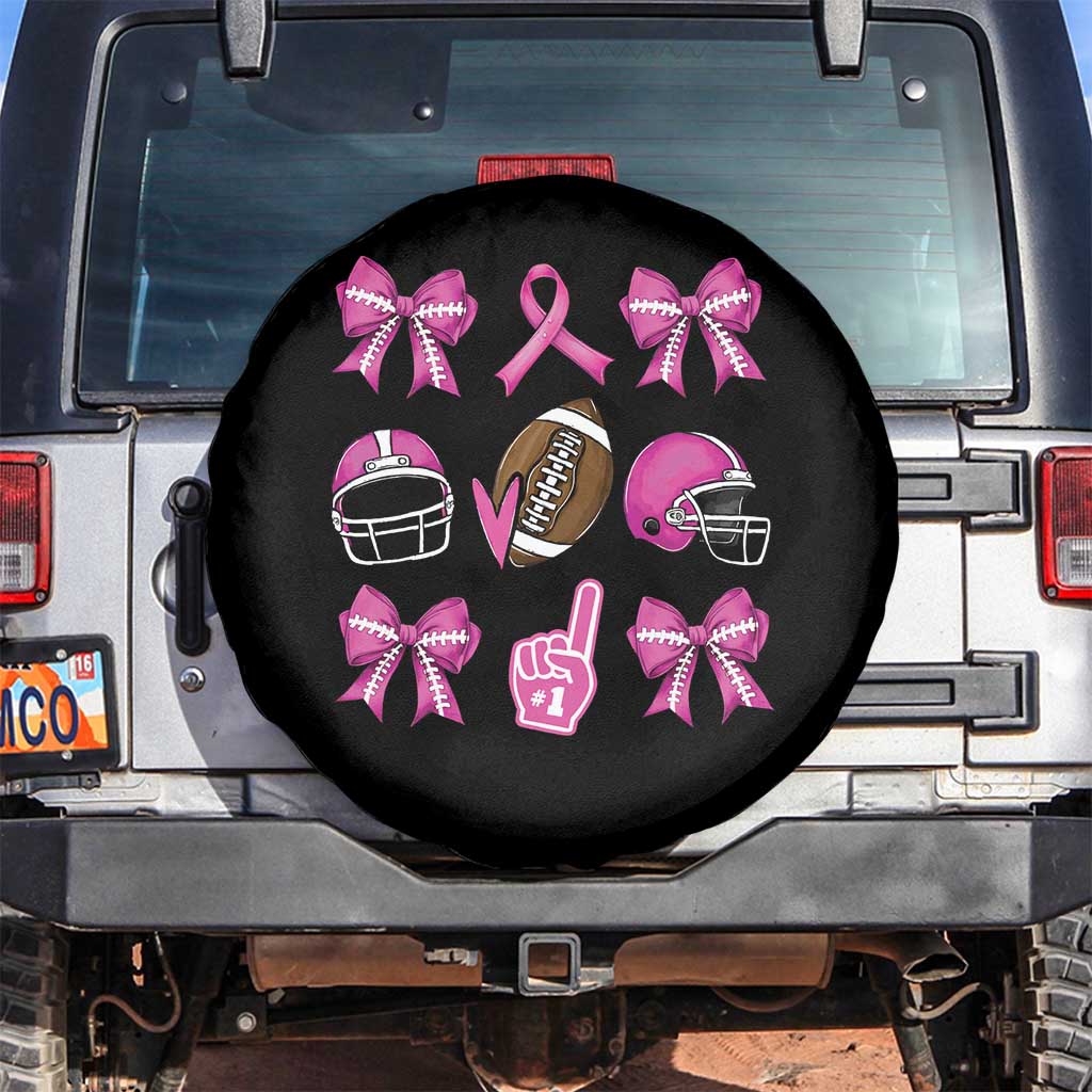 Football Breast Cancer Awareness Spare Tire Cover Football Coquette Bow Pink Ribbon Game Day