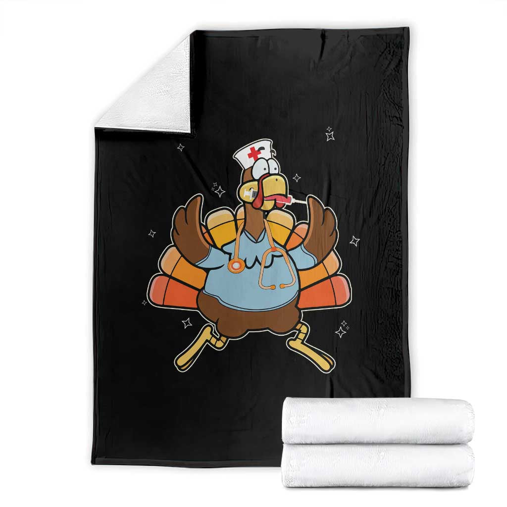 Thanksgiving Nurse Turkey Throw Blanket Funny Nursing Student Gift Thankful Nurse Medical Assistant - Wonder Print Shop