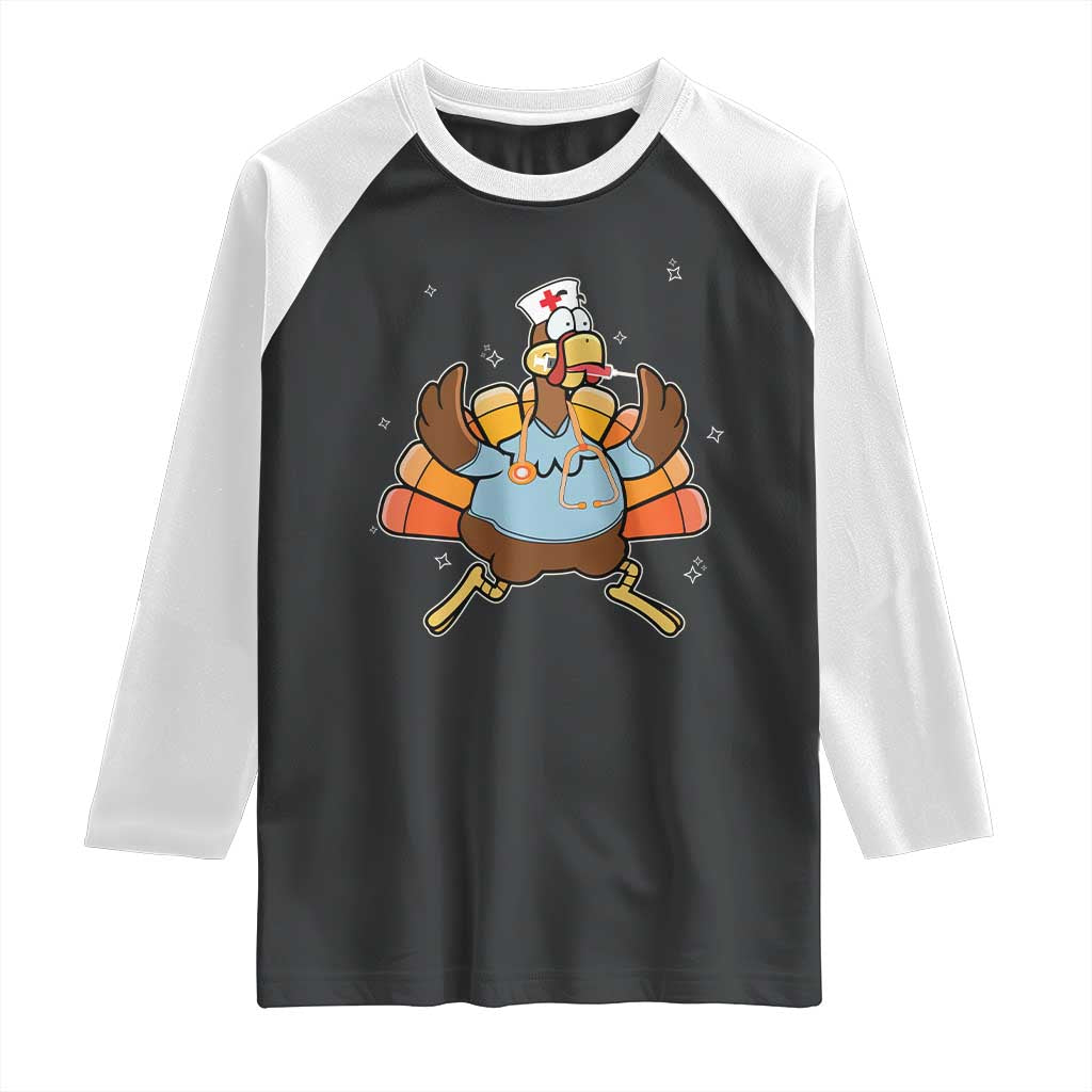 Thanksgiving Nurse Turkey Raglan Shirt Funny Nursing Student Gift Thankful Nurse Medical Assistant