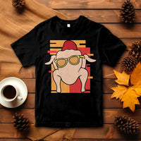 Graphic turkey T-shirt in black with hat and glasses print