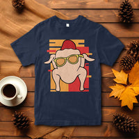 Graphic turkey T-shirt in navy with hat and glasses print