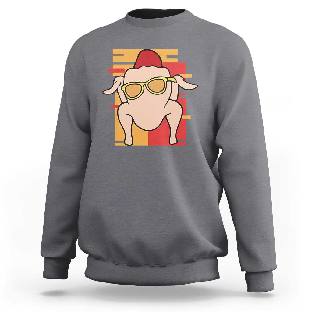 Charcoal gray turkey graphic sweatshirt with crew neck and long sleeves