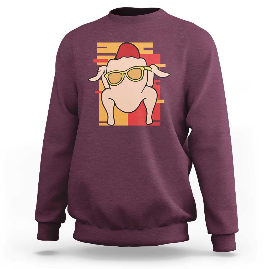 Maroon turkey graphic sweatshirt with crew neck and long sleeves