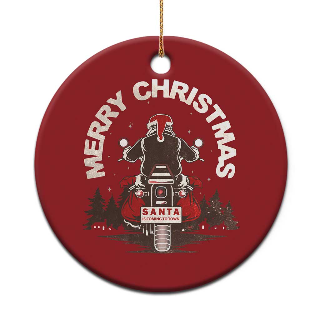 Motorcycle Christmas Ornament Santa Riding to Town Merry Xmas - Wonder Print Shop