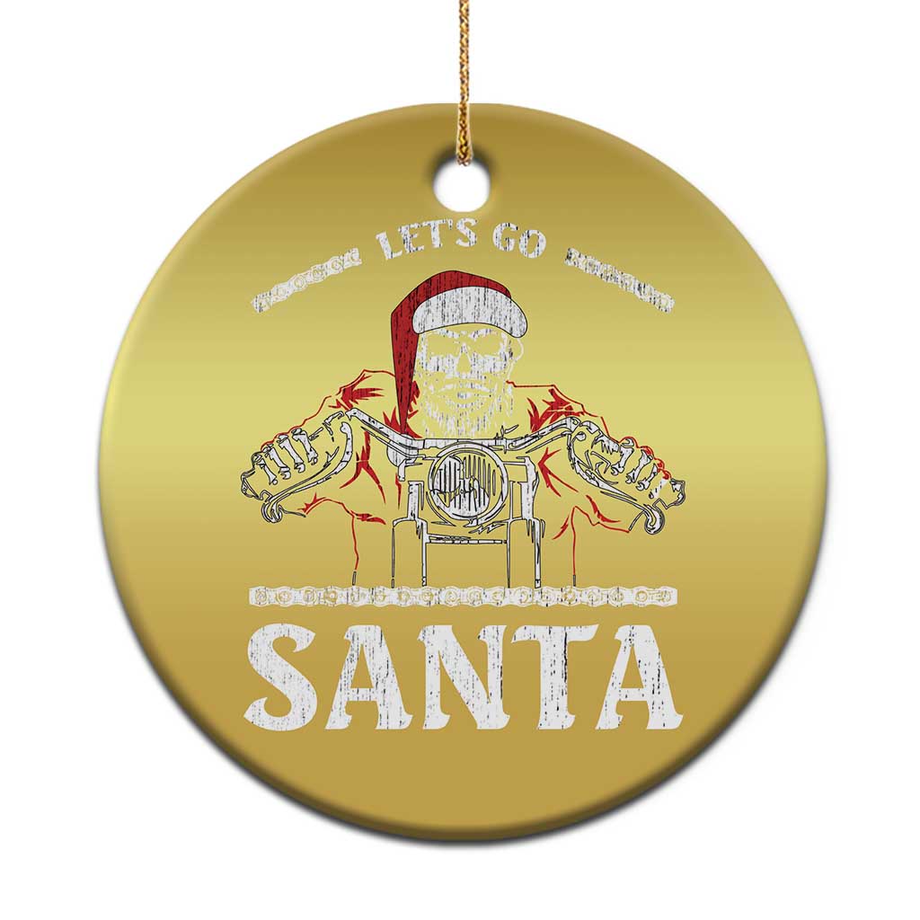 Funny Christmas Motorcycle Santa Christmas Ornament Let's Go Santa Skull Motorbike Rider - Wonder Print Shop