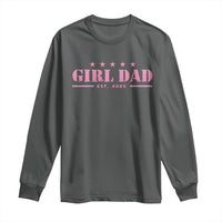 Charcoal long sleeve shirt with Girl Dad star-and-line graphic on chest