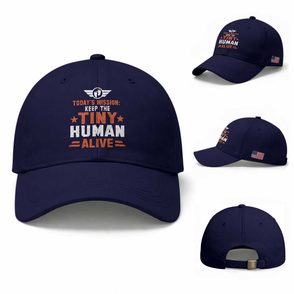 Funny New Dad Baseball Cap First Time Father Grandpa Keep Tiny Human Alive