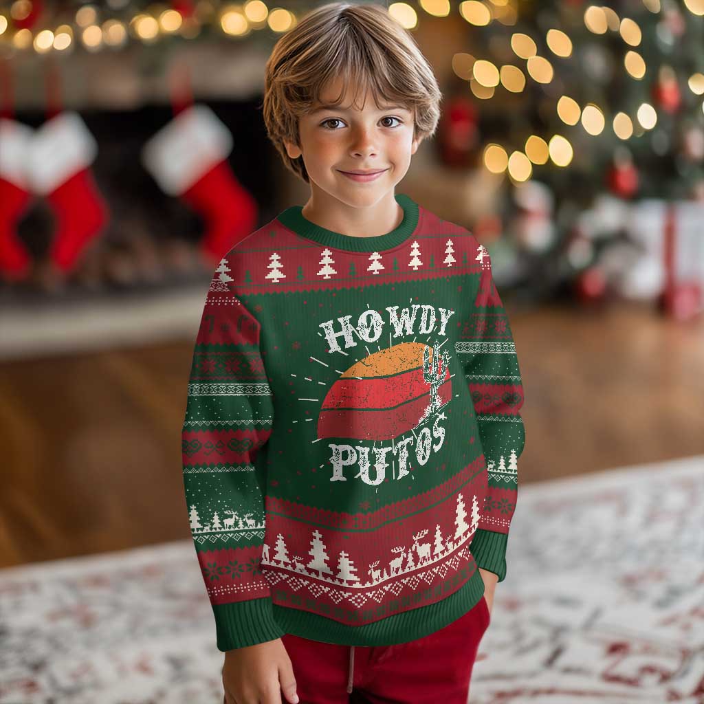 Howdy Putos Knitted Sweatshirt Funny Cactus Retro Vintage - Wonder Print Shop