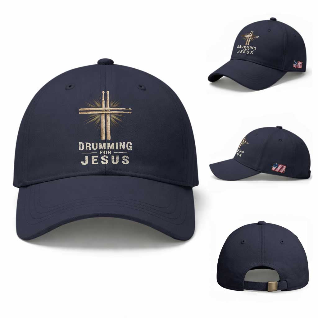 Christian Drummer Baseball Cap Drumming For Jesus Drumstick Cross Percussionist