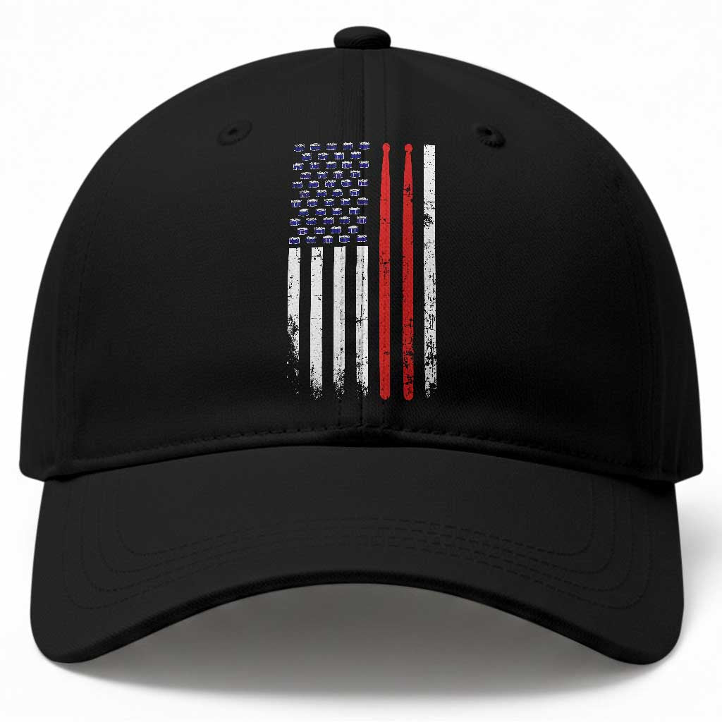Patriotic Drummer Baseball Cap Percussionist Gift Drumming Drumsticks American Flag