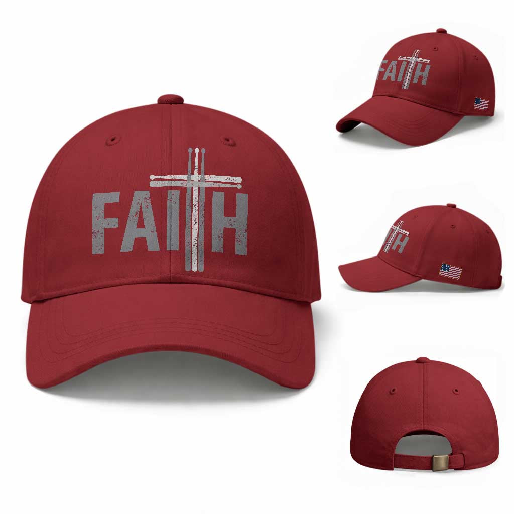 Christian Drummer Baseball Cap Faith Drum Stick Cross