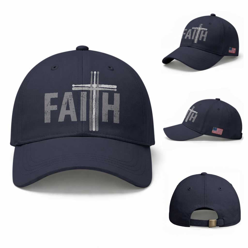 Christian Drummer Baseball Cap Faith Drum Stick Cross