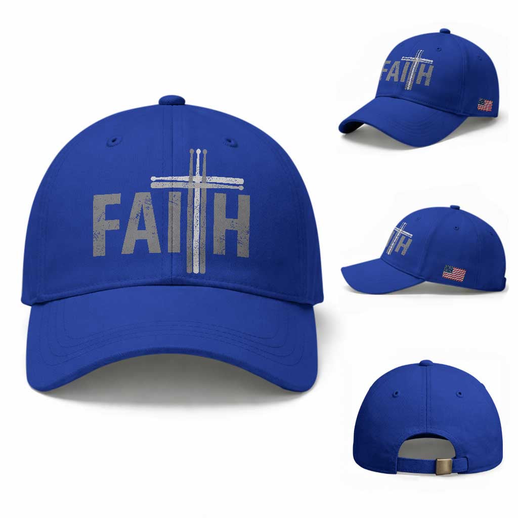 Christian Drummer Baseball Cap Faith Drum Stick Cross