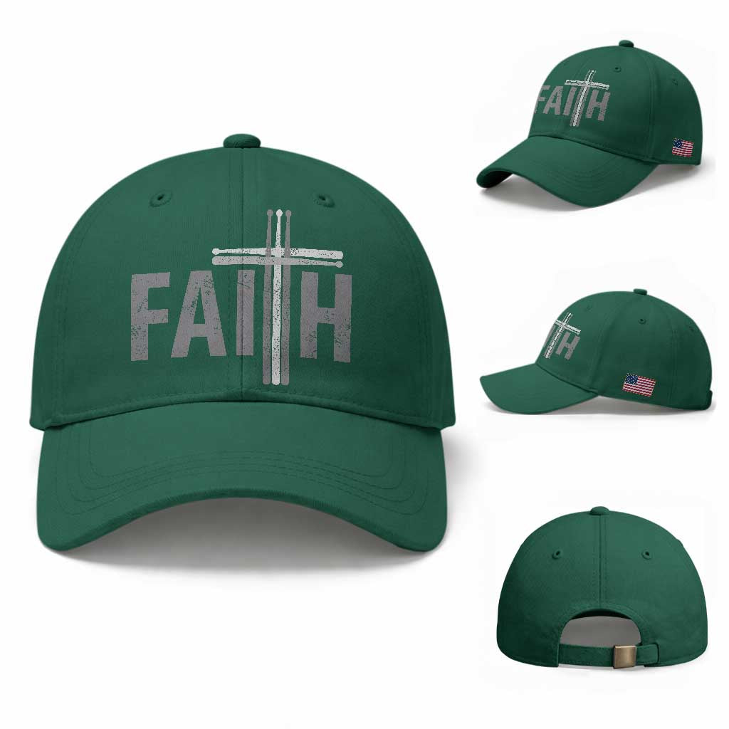 Christian Drummer Baseball Cap Faith Drum Stick Cross