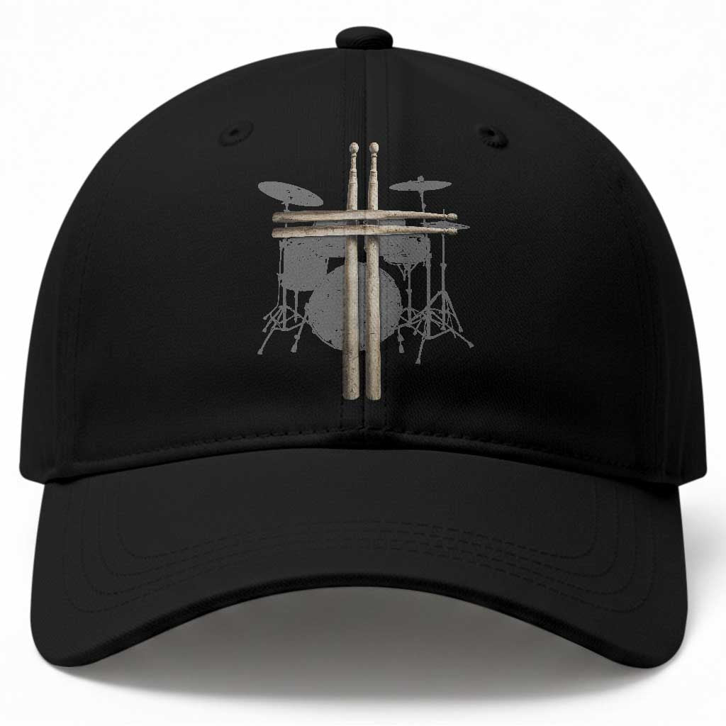 Christian Drummer Baseball Cap Drum Sticks Cross Percussionist Jesus Church