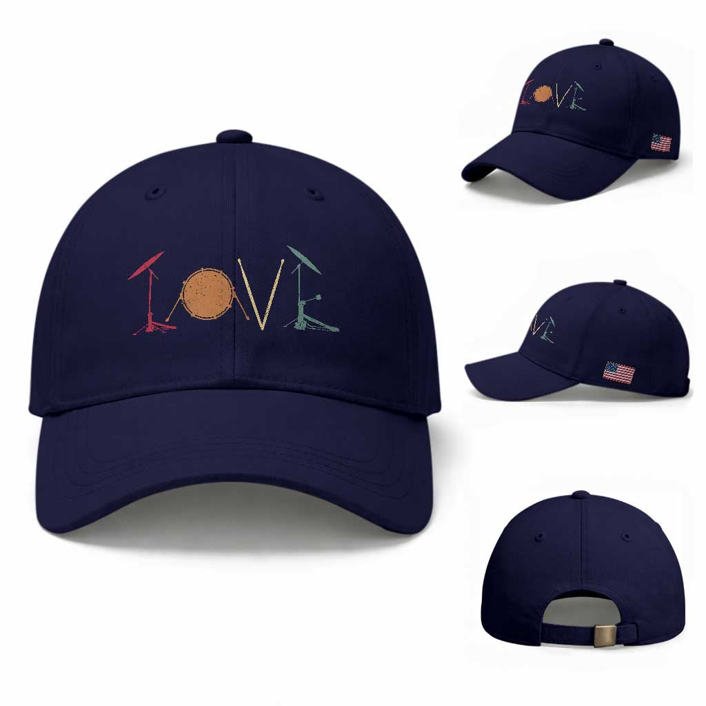 Retro Drummer Baseball Cap Drum Love Drums Drumline