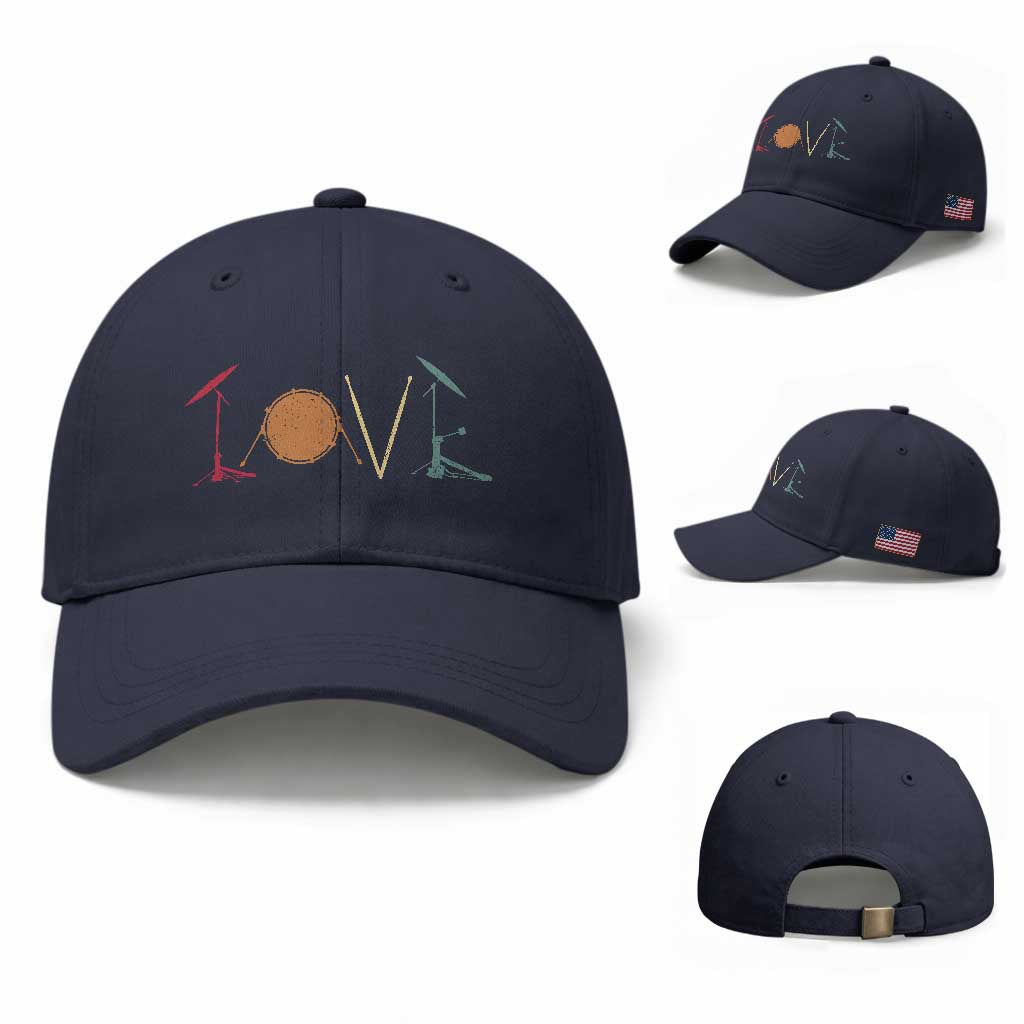 Retro Drummer Baseball Cap Drum Love Drums Drumline