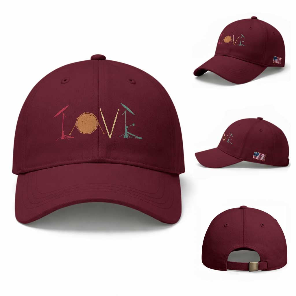 Retro Drummer Baseball Cap Drum Love Drums Drumline
