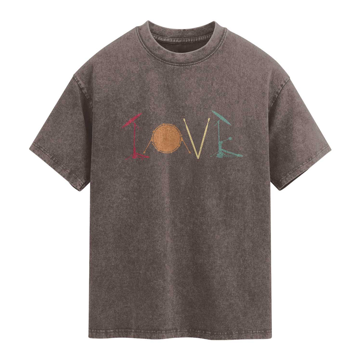 Retro Drummer Washed Cotton T-Shirt Drum Love Drums Drumline