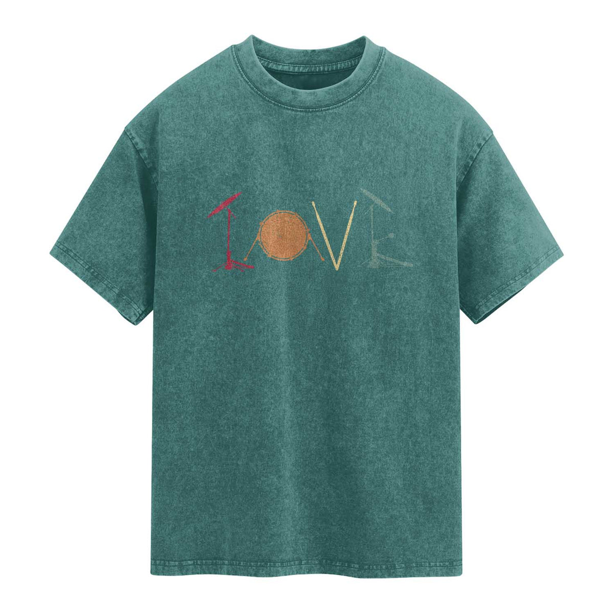 Retro Drummer Washed Cotton T-Shirt Drum Love Drums Drumline