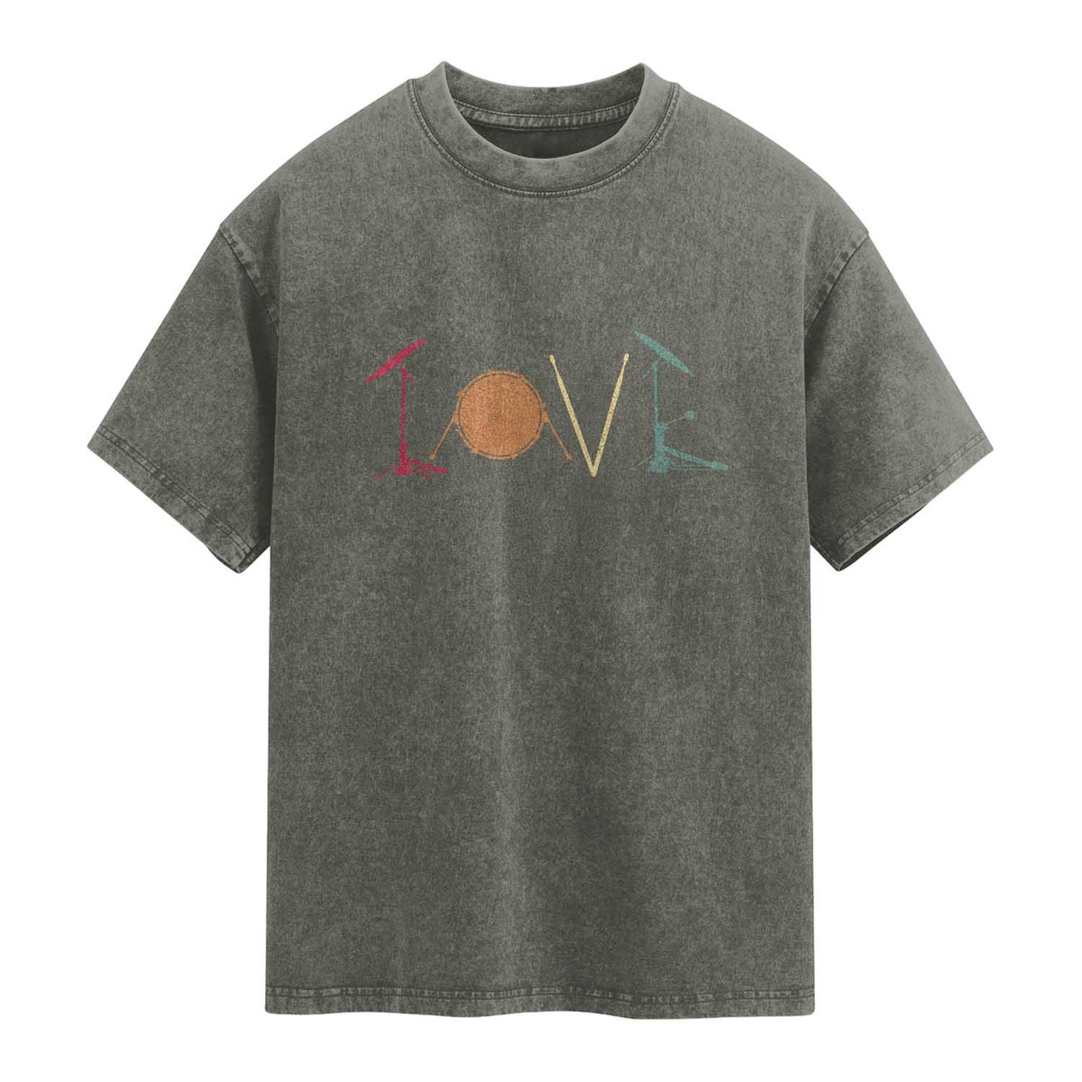 Retro Drummer Washed Cotton T-Shirt Drum Love Drums Drumline