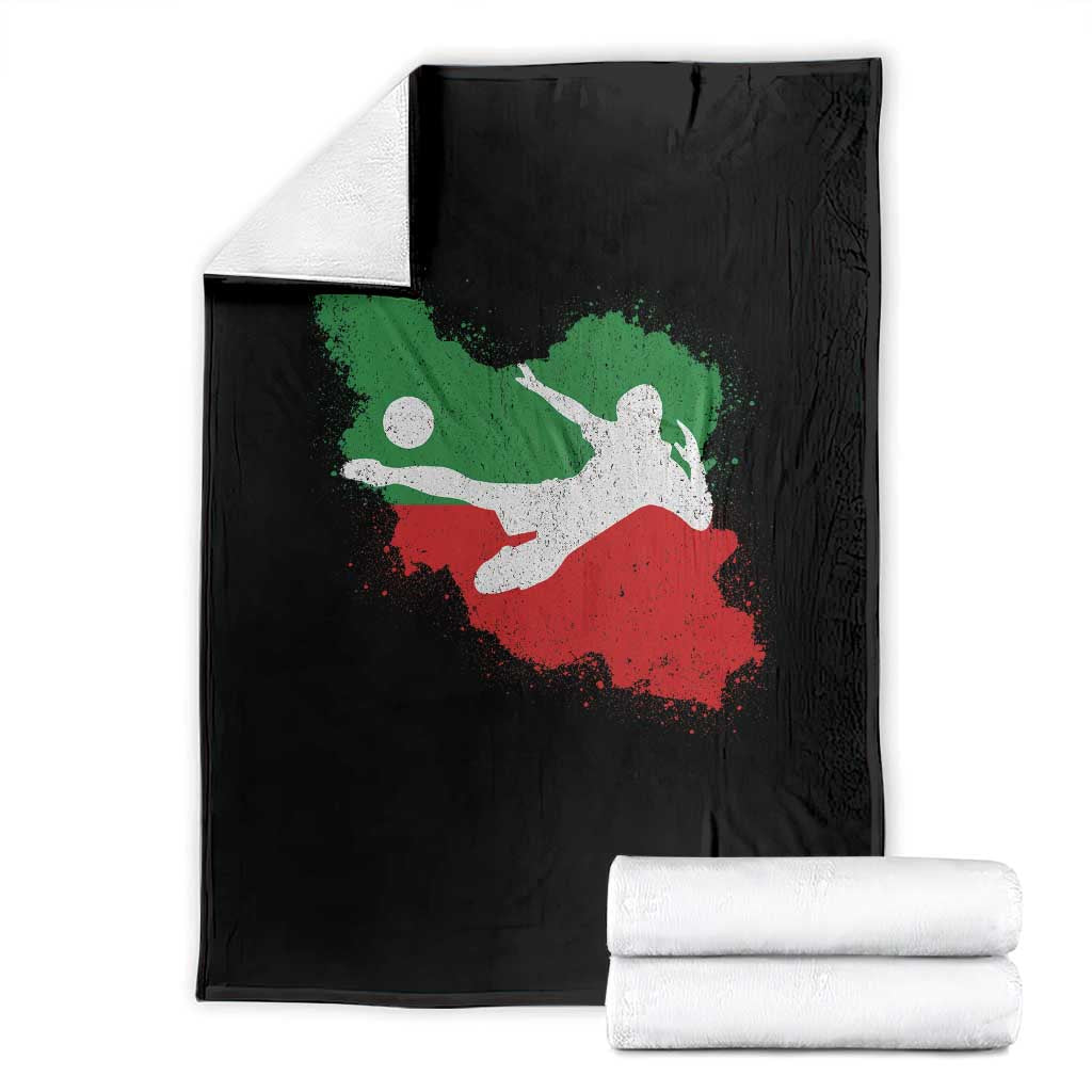 Iran Soccer Throw Blanket Vintage Watercolors Iran Flag Iranian World Football Fan