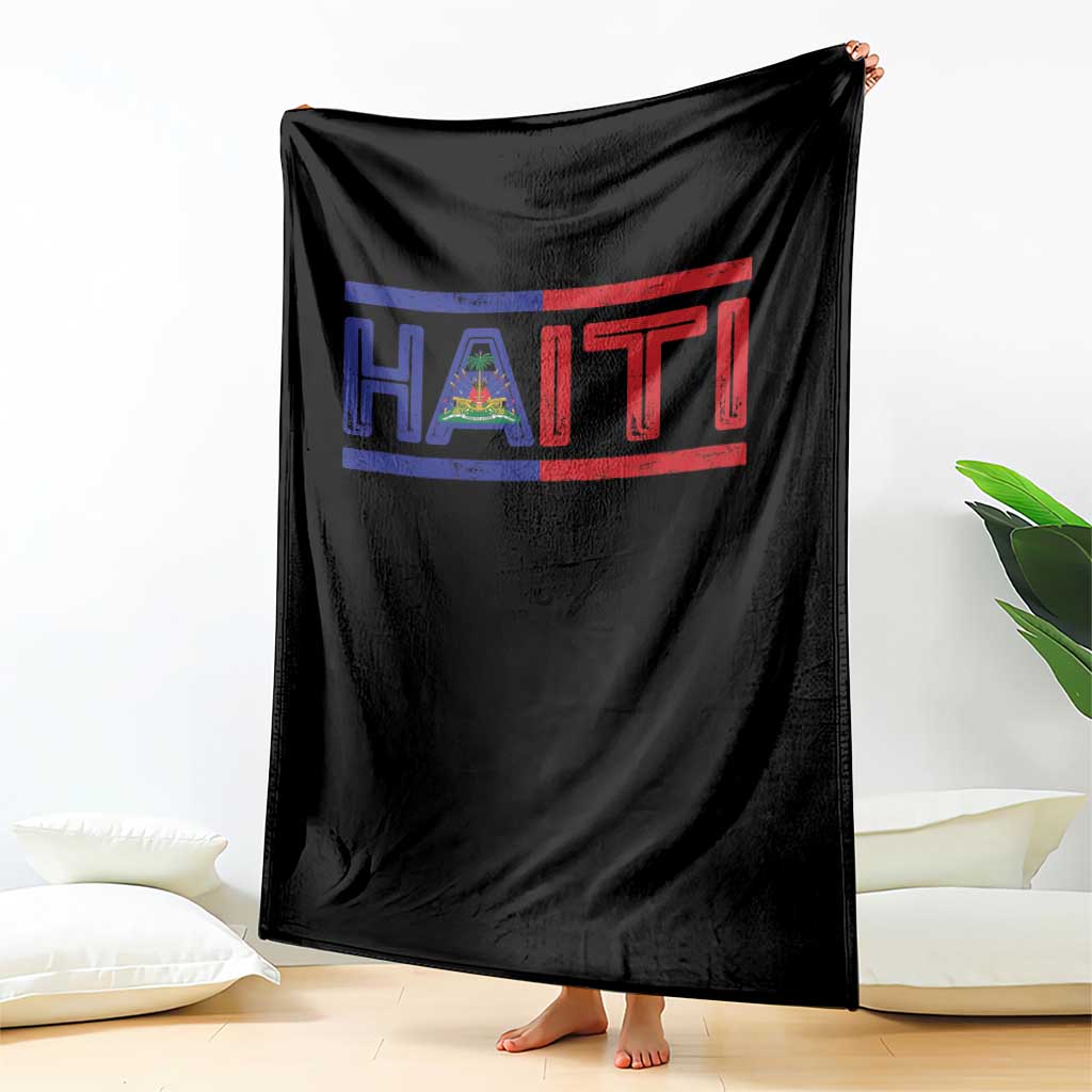 Haiti Flag Throw Blanket Vintage Haitian Pride Ayiti Roots