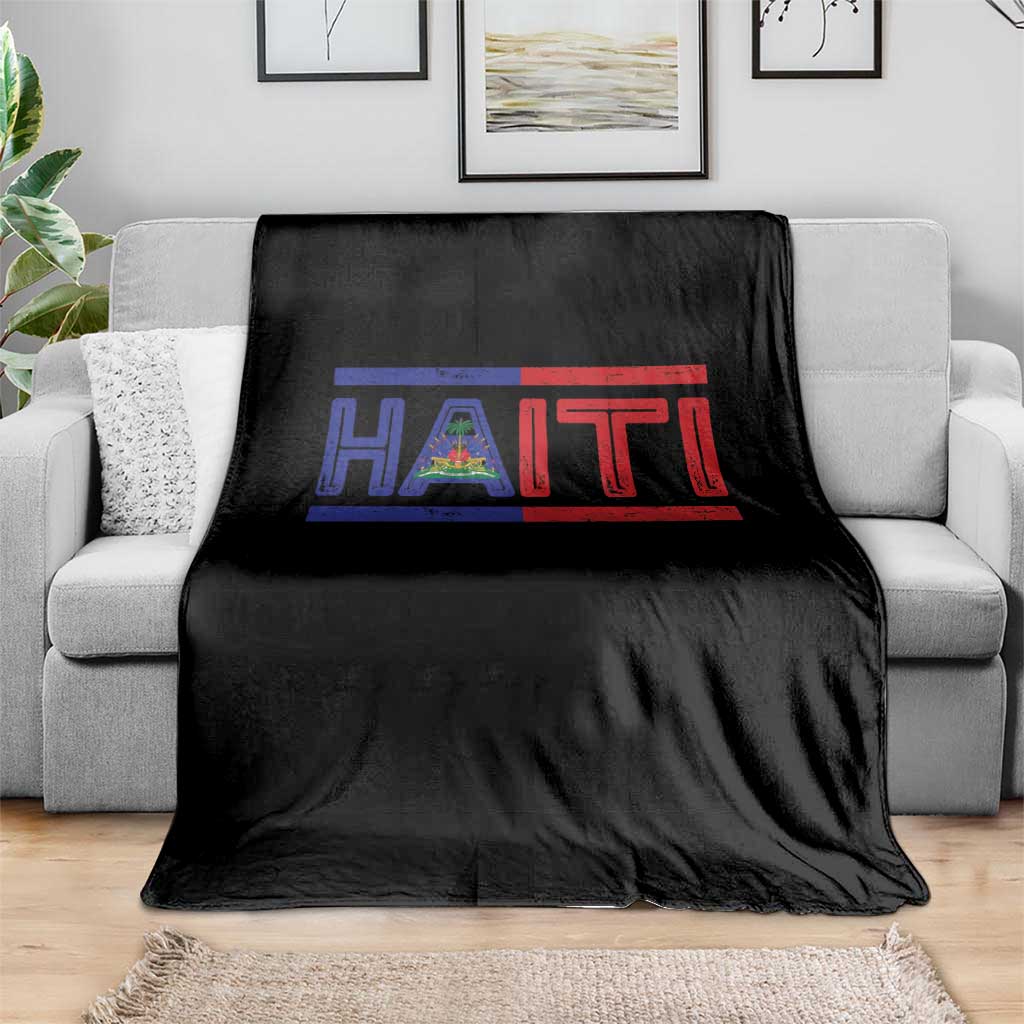 Haiti Flag Throw Blanket Vintage Haitian Pride Ayiti Roots