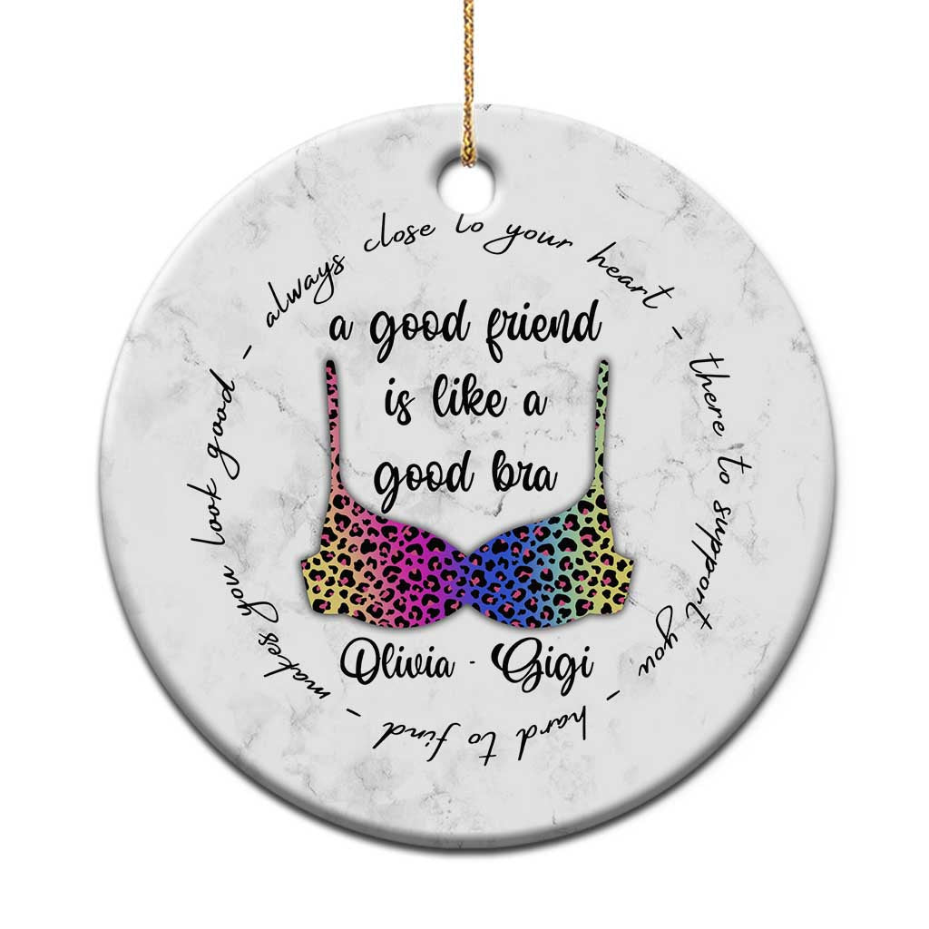 Personalized Besties Christmas Ornament Custom Name A Good Friend is Like a Good Bra Funny for Adults Coworkers - Wonder Print Shop