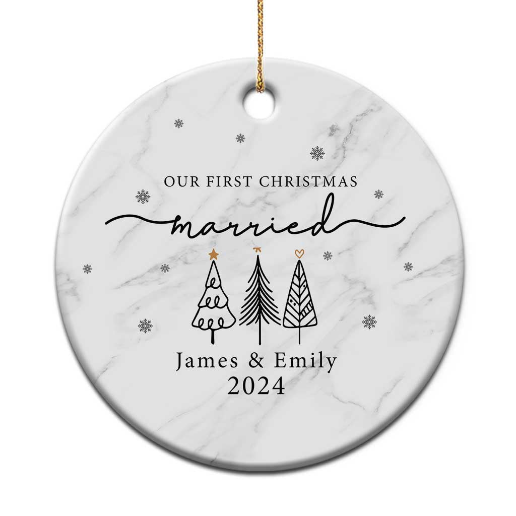 Personalized Mr Mrs Christmas Ornament Custom Name Our First Xmas Married Wedding Gift - Wonder Print Shop