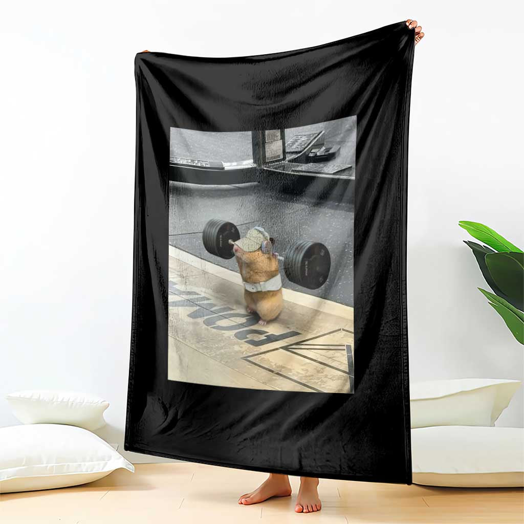 Hamster Gym Throw Blanket Funny Rat Workout Weightlifting Pump Cover