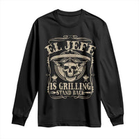 Black long-sleeve T-shirt with 'El Jefe' grilling graphic on front