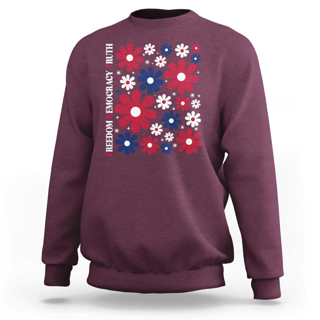 Subtle FDT Sweatshirt Boho Floral Red White Blue Social Justice - Wonder Print Shop