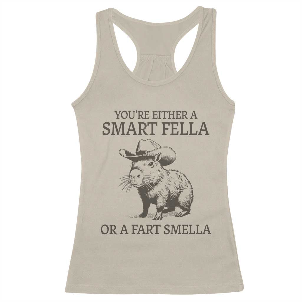 Funny Capybara Racerback Tank Top Retro Smart Fella Capybara Vintage 90s