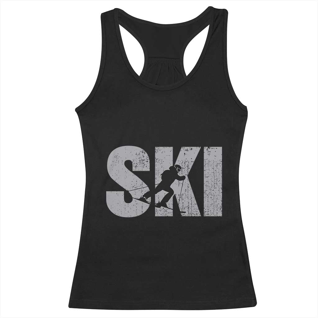 Cool Distressed Skiing Racerback Tank Top for Skiers