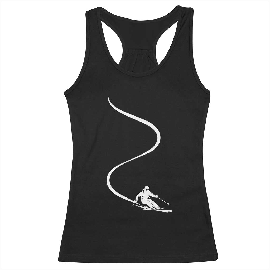 Skiing Racerback Tank Top Skier With Tracks In Deep Powder Snow Freeride Gift