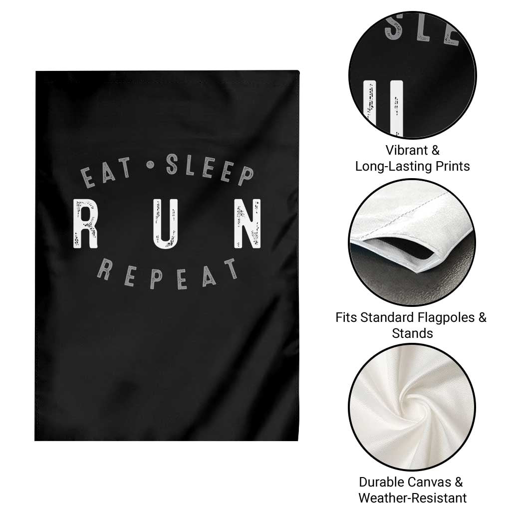 Eat Sleep Run Repeat Garden Flag Marathon Runner