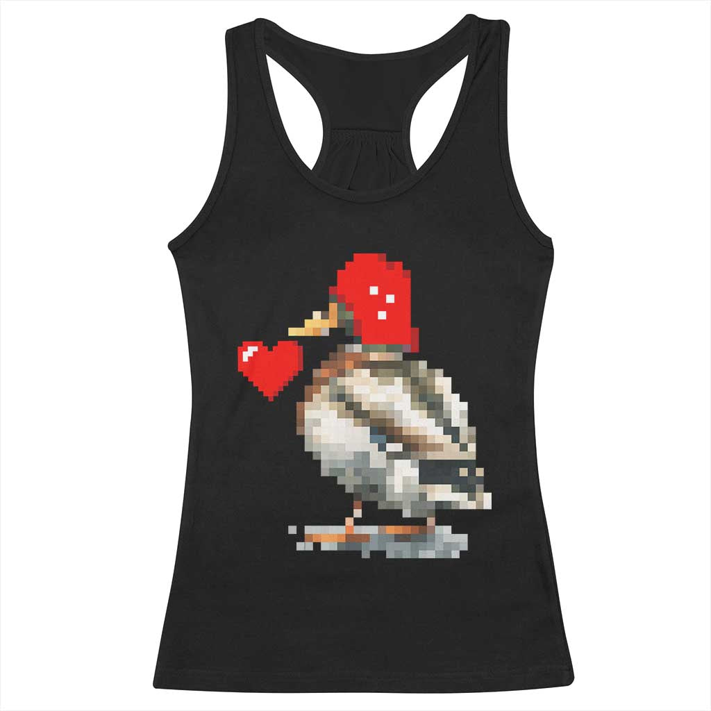 Pixel Valentine Mallard Duck Racerback Tank Top Hunting Valentines Day Gift For Her