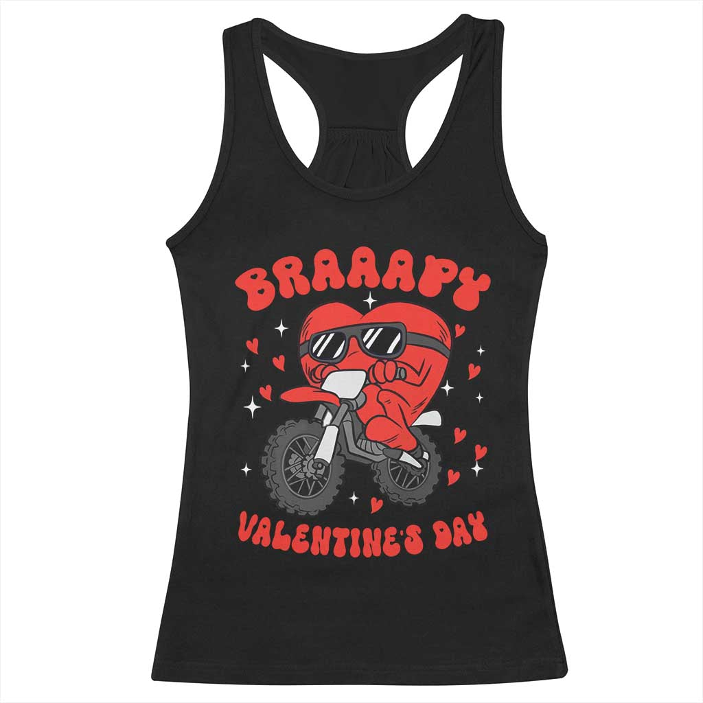 Braaapy Valentines Day Motocross Heart Racerback Tank Top