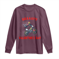 Maroon long-sleeve motocross T-shirt with rider graphic and “Valentine’s Day” text