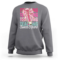 Teacher Valentine Coquette Bow Sweatshirt Teaching Sweethearts