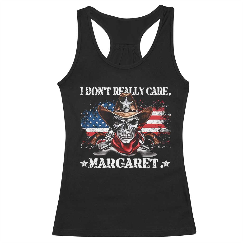 Vice President Jd Vance Racerback Tank Top Cowboy Skull American Flag I Don't Really Care Margaret