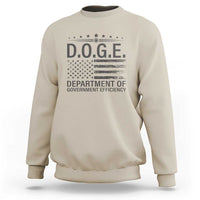 Sand crewneck sweatshirt with D.O.G.E. Department of Government Efficiency front graphic