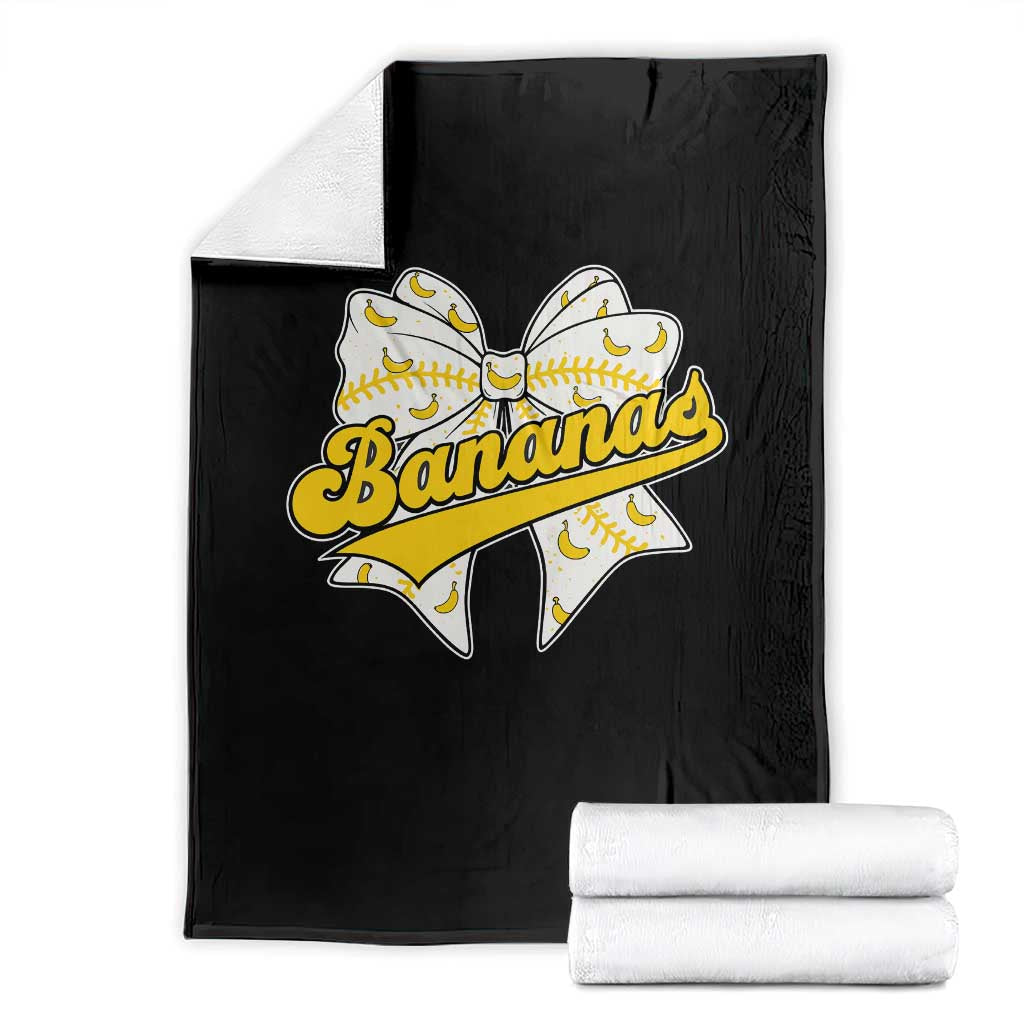 Bananas Coquette Bow Throw Blanket Retro Throwback Popular Fruit Humor Banana Classic