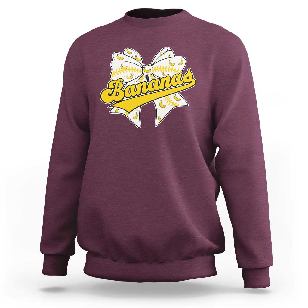 Bananas Coquette Bow Sweatshirt Retro Throwback Popular Fruit Humor Banana Classic