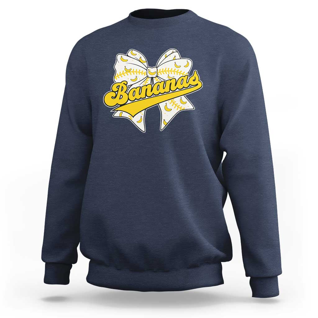 Bananas Coquette Bow Sweatshirt Retro Throwback Popular Fruit Humor Banana Classic