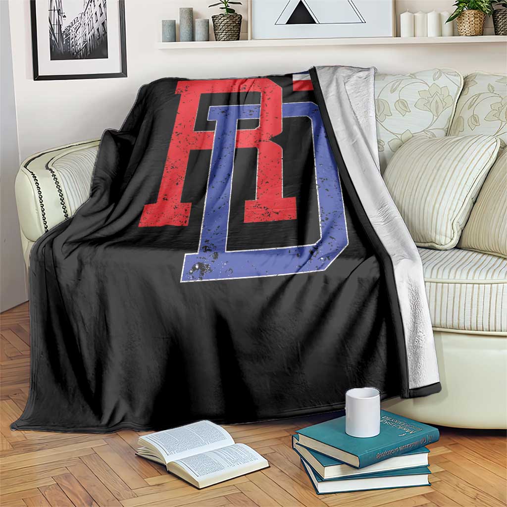 Dominican Republic Throw Blanket Distressed RD Flag Dominican Pride